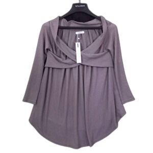 Dressfo Maternity Top Size Medium Long Sleeve Brown Cotton Blend NWT #1096